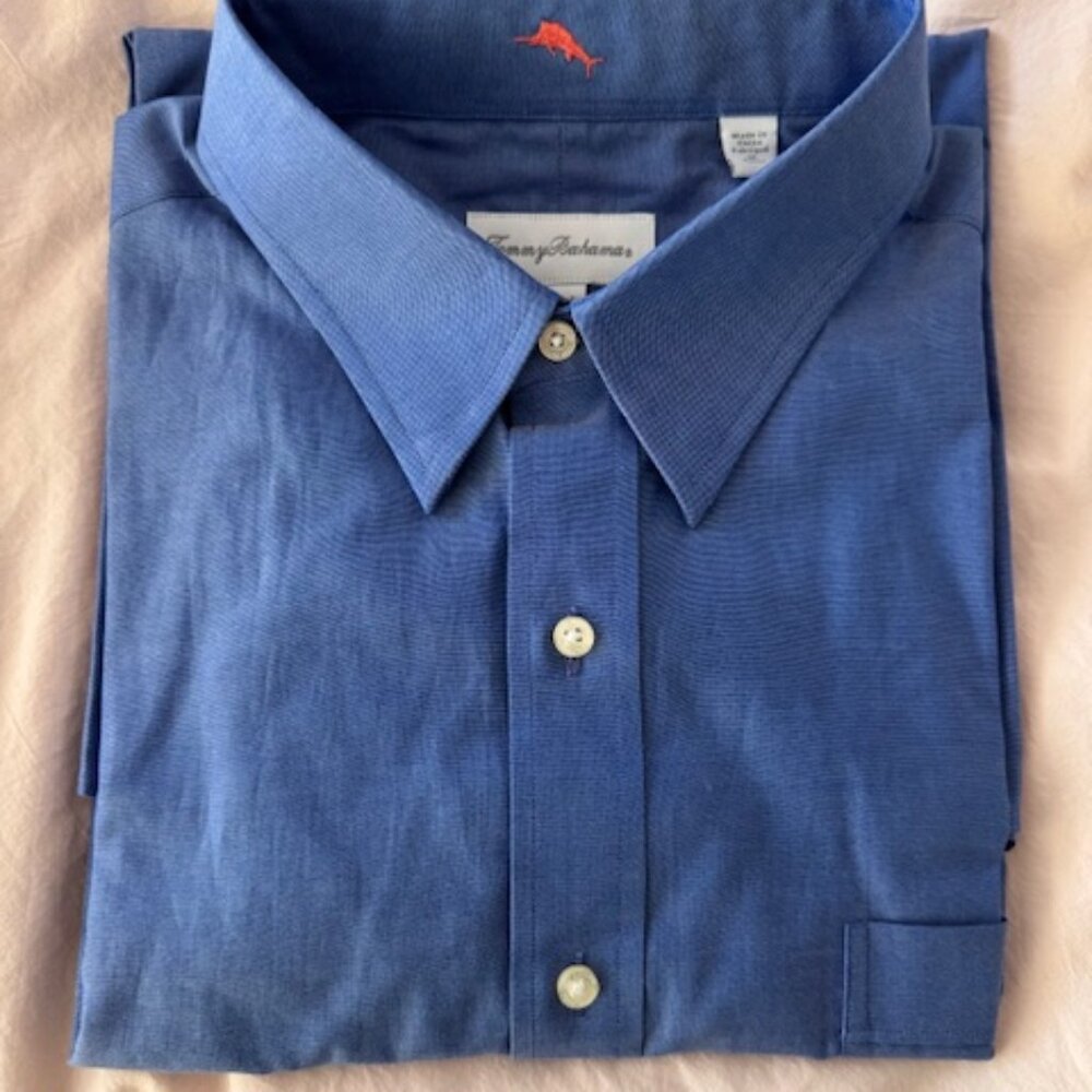 Tommy Bahama Blue Dress Shirt, button-down collar 16.5 x 34-35 New, With Tags